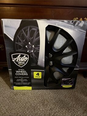 Auto Drive 16-Inch Black Wheel Covers - 4-Pack